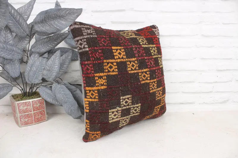16x16 Red Cushion, Pillow Case, Interior Designer Pillow, Gift Pillow, Tapestry Pillow Case, Accent Throw Cushion Case, Vintage Pillow - 3