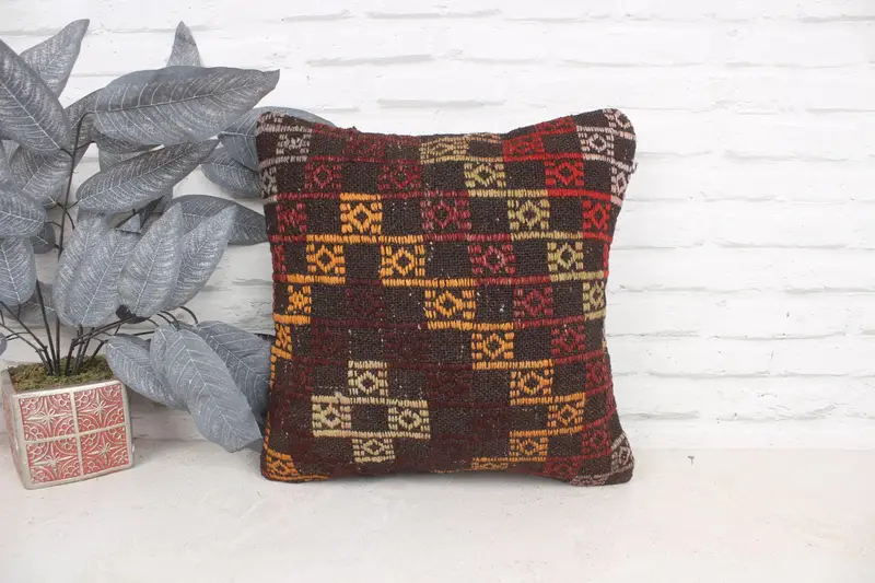 16x16 Red Cushion, Pillow Case, Interior Designer Pillow, Gift Pillow, Tapestry Pillow Case, Accent Throw Cushion Case, Vintage Pillow - 1