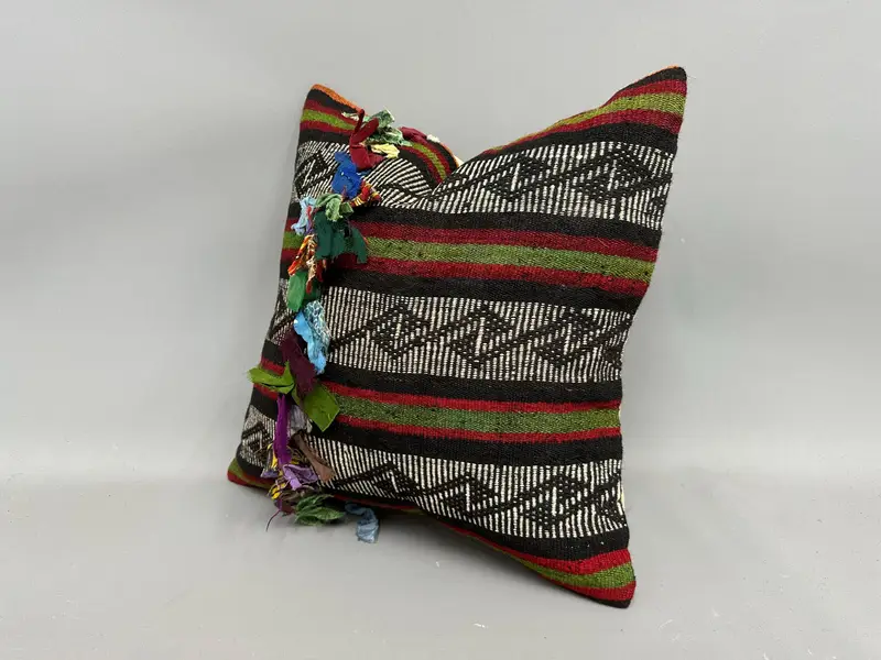 Cushion Cover, Interior Designer Pillow, 18x18 White Pillow Sham, Oriental Cushion Case, Kilim Pillow, Turkish Kilim Pillow - 3