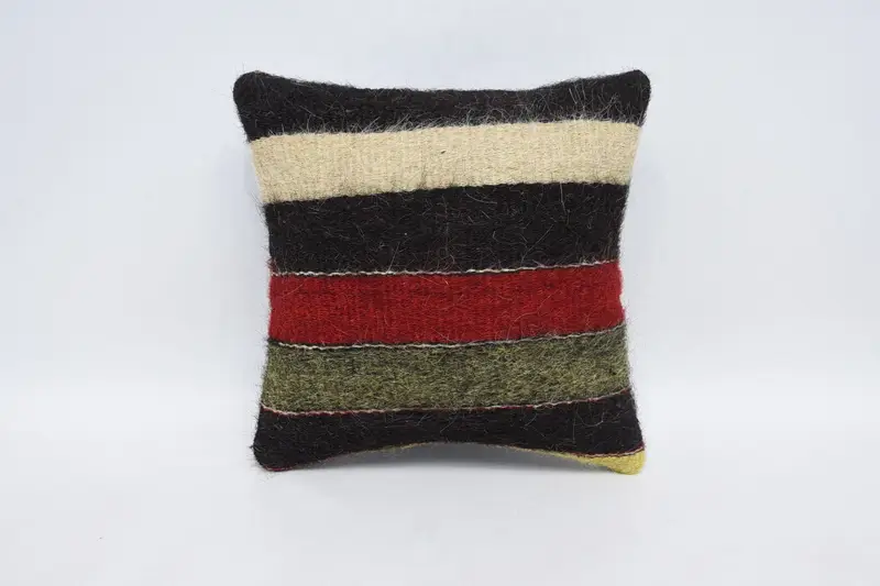 Turkish Pillow, 12x12 Brown Pillow Sham, Cushion Cover, Decorative Throw Pillow, Handmade Kilim Cushion, Turkish Kilim Pillow - 1
