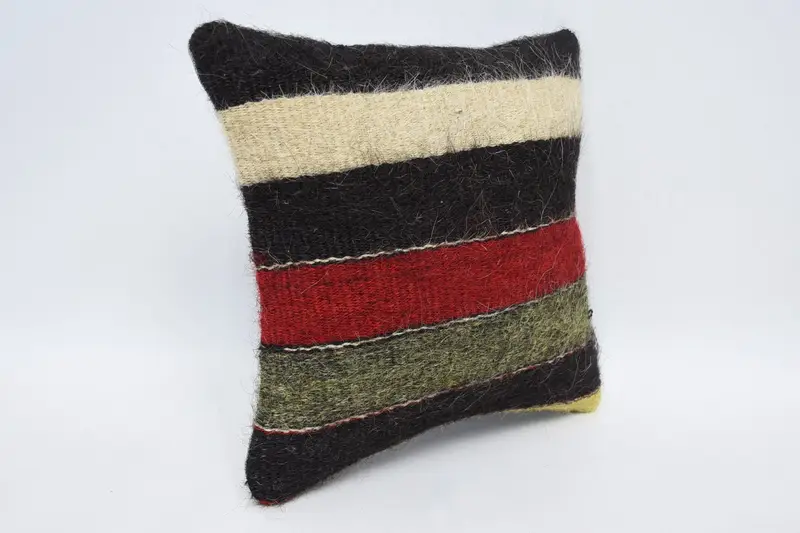 Turkish Pillow, 12x12 Brown Pillow Sham, Cushion Cover, Decorative Throw Pillow, Handmade Kilim Cushion, Turkish Kilim Pillow - 3