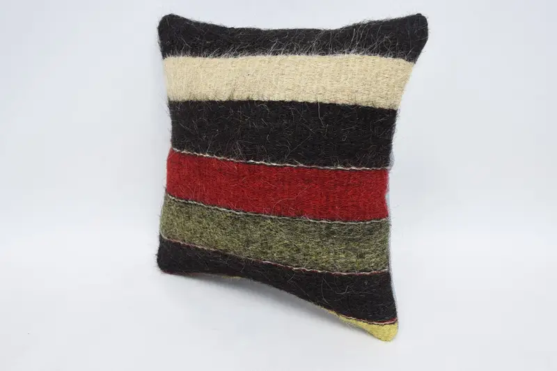 Turkish Pillow, 12x12 Brown Pillow Sham, Cushion Cover, Decorative Throw Pillow, Handmade Kilim Cushion, Turkish Kilim Pillow - 4