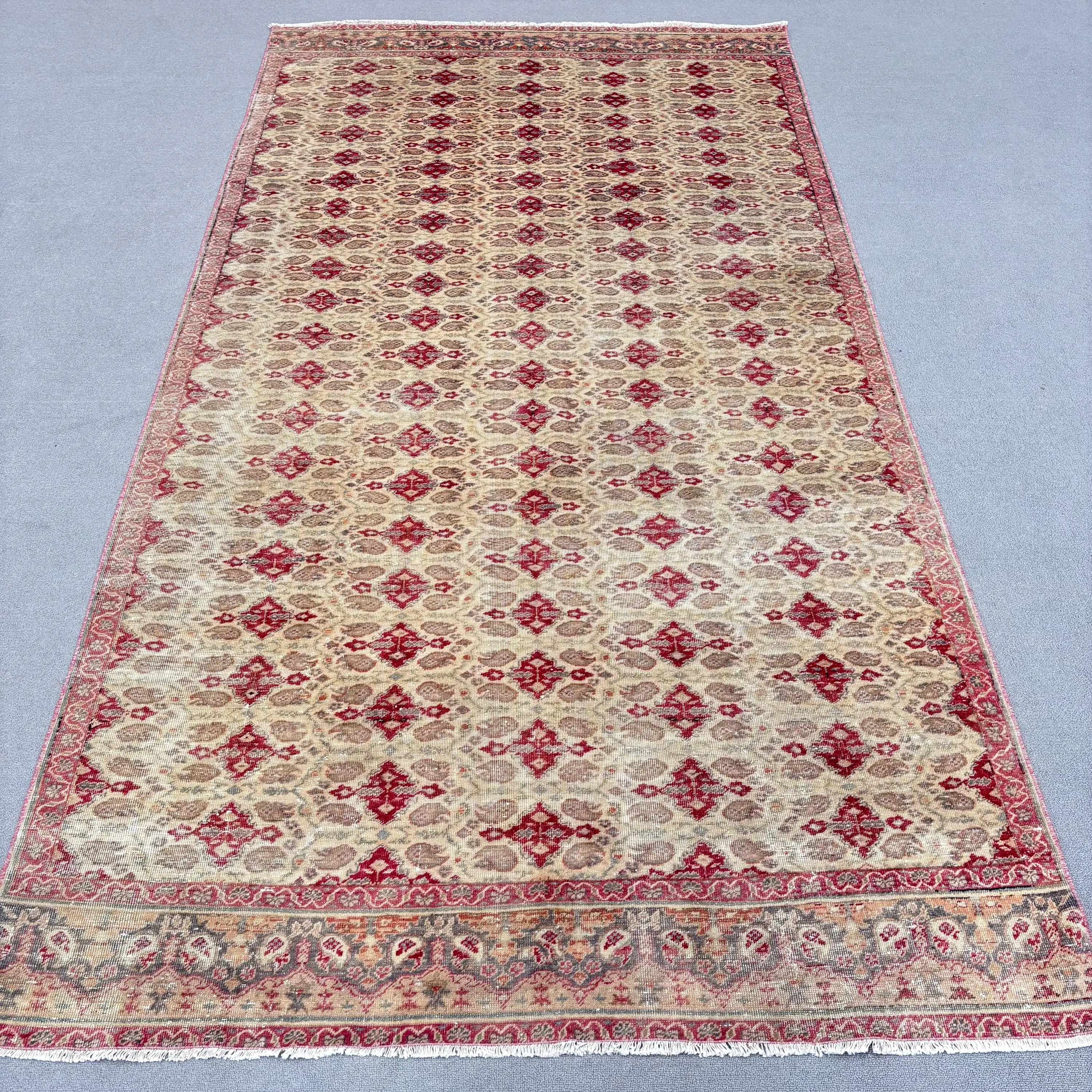 Vintage 4.9x9.2 ft Halı, Büyük Türk Halısı, Kırmızı İkat Yün Halı - 1