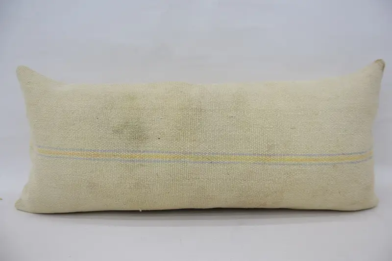 Vintage Striped Rectangle Pillow Sham, Gift 16x36 inch Beige Seasonal Gift Wool Cushion Case - 1