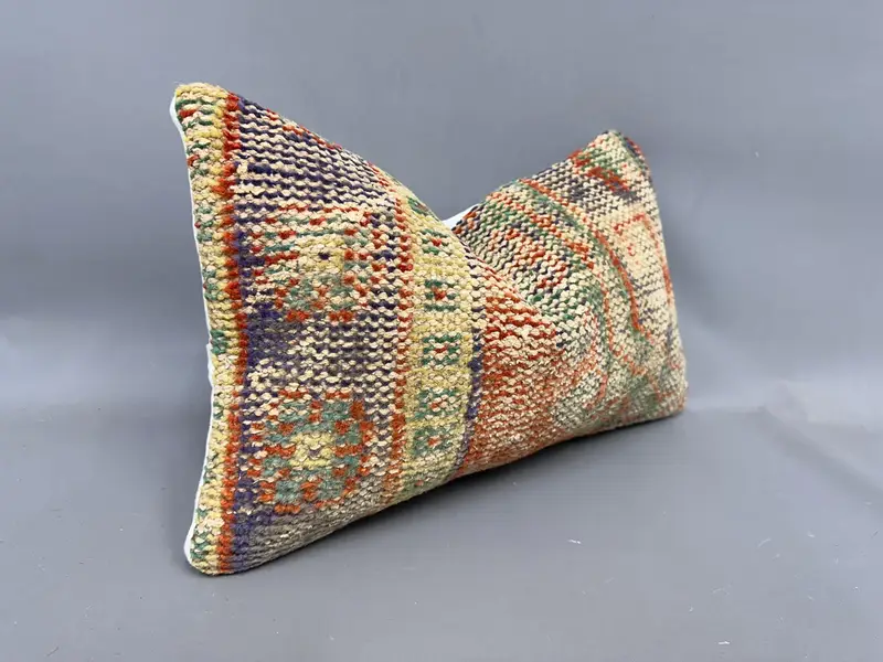 Kilim Pillow, Pillow Case, Pillow for Couch, Vintage Kilim Throw Pillow, Boho Chic Pillow Sham, Square Throw Pillow Case, 12x20 Orange Pillow Sham - 2