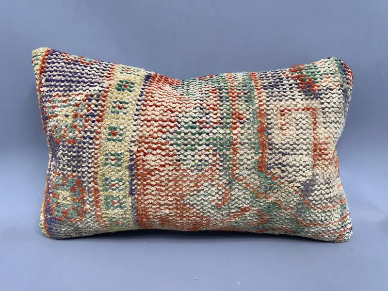 Kilim Pillow, Pillow Case, Pillow for Couch, Vintage Kilim Throw Pillow, Boho Chic Pillow Sham, Square Throw Pillow Case, 12x20 Orange Pillow Sham - 4