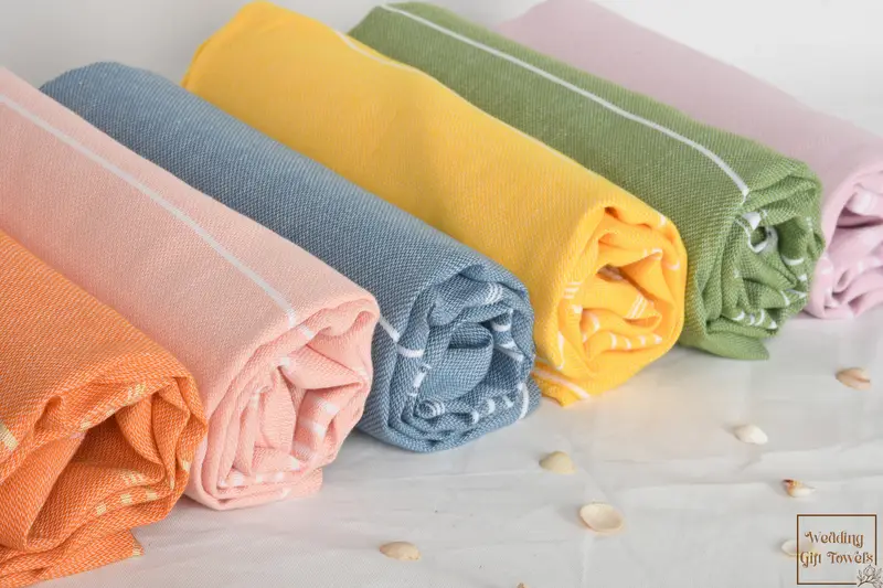 Girls Weekend Favor Turkish Cotton Striped Beige Towel, 70x40 Inches