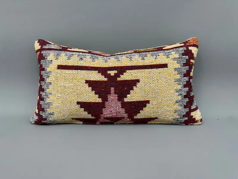 Turkish Pillow, Gift Pillow, Bolster Throw Cushion Cover, Vintage Kilim Throw Pillow, 10x20 Yellow Cushion, Pet Cushion Cover, Cushion Case - 4