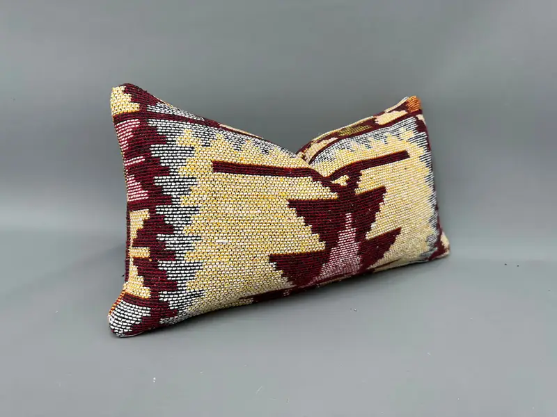 Turkish Pillow, Gift Pillow, Bolster Throw Cushion Cover, Vintage Kilim Throw Pillow, 10x20 Yellow Cushion, Pet Cushion Cover, Cushion Case - 2
