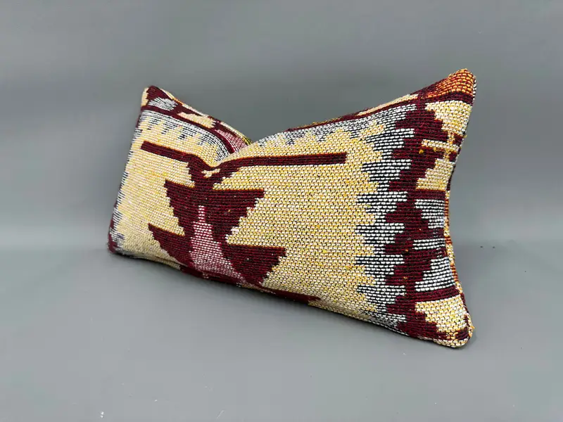 Turkish Pillow, Gift Pillow, Bolster Throw Cushion Cover, Vintage Kilim Throw Pillow, 10x20 Yellow Cushion, Pet Cushion Cover, Cushion Case - 3