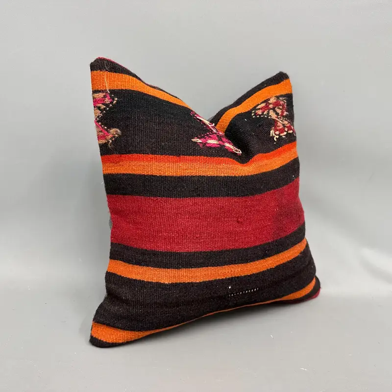 Vintage Kilim Pillow, Authentic Cushion Cover, Antique Pillows, Vintage Pillow, 18x18 Red Pillow Case, Cushion Cover, Bolster Pillow Cover - 2