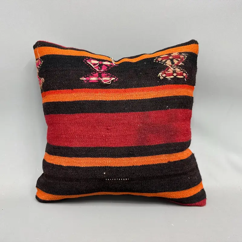 Vintage Kilim Pillow, Authentic Cushion Cover, Antique Pillows, Vintage Pillow, 18x18 Red Pillow Case, Cushion Cover, Bolster Pillow Cover - 4