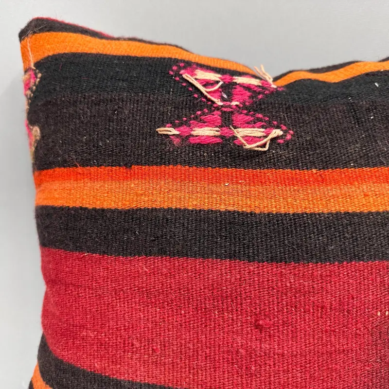Vintage Kilim Pillow, Authentic Cushion Cover, Antique Pillows, Vintage Pillow, 18x18 Red Pillow Case, Cushion Cover, Bolster Pillow Cover - 5