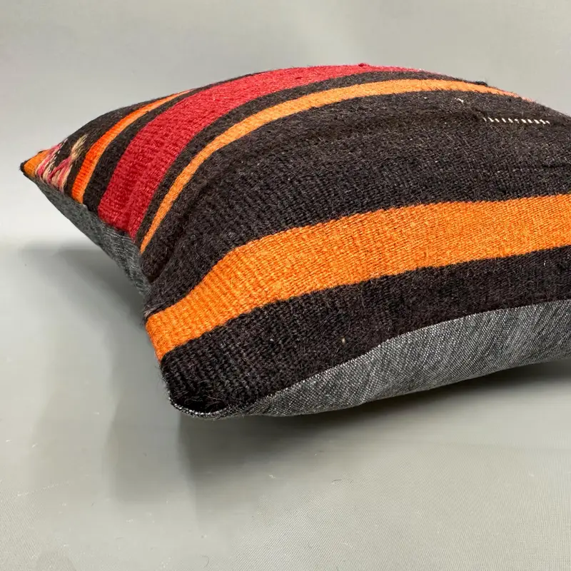 Vintage Kilim Pillow, Authentic Cushion Cover, Antique Pillows, Vintage Pillow, 18x18 Red Pillow Case, Cushion Cover, Bolster Pillow Cover - 6
