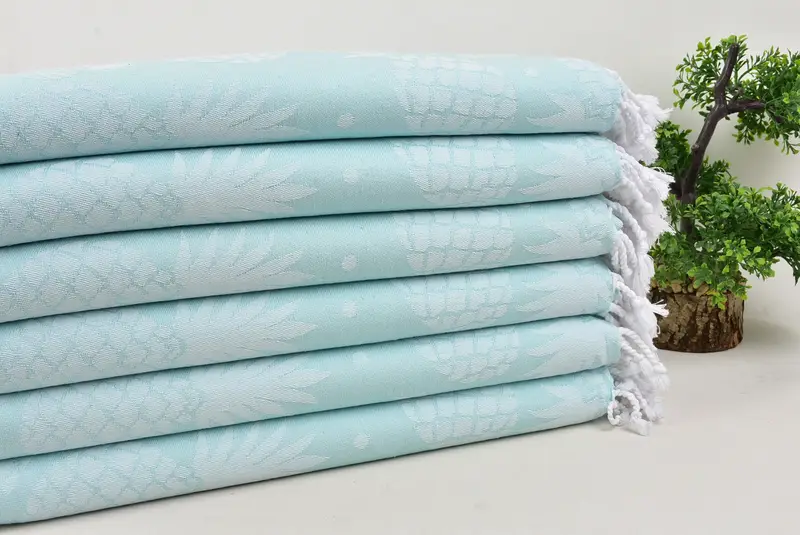 70x36 Cotton Pineapple Design Towel, Bridal Shower Favor, Summer Gift, Organic Cotton Towel, Monogram Beach Towel, Custom Beach Towel, Organic Towel - 3