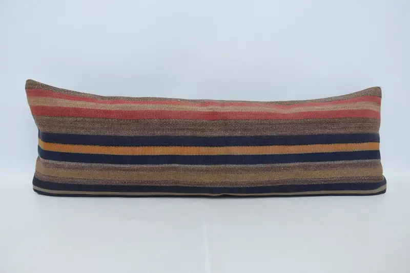 Striped Turkish Red Cushion, 16x48 inch Saloon Antique New Home Gift Pillow Case - 1