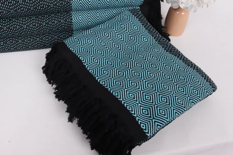 Throw Blanket Couch, Turkish Blanket Queen, Boho Throw Blankets, House Warming Gift, Turkish Tablecloth, Woven Blanket, 96x80 Cotton Diamond Towel - 5