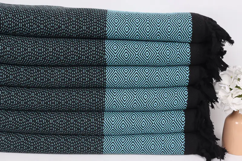 Throw Blanket Couch, Turkish Blanket Queen, Boho Throw Blankets, House Warming Gift, Turkish Tablecloth, Woven Blanket, 96x80 Cotton Diamond Towel - 3