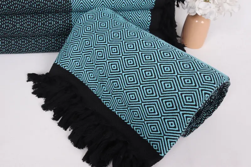 Throw Blanket Couch, Turkish Blanket Queen, Boho Throw Blankets, House Warming Gift, Turkish Tablecloth, Woven Blanket, 96x80 Cotton Diamond Towel - 4