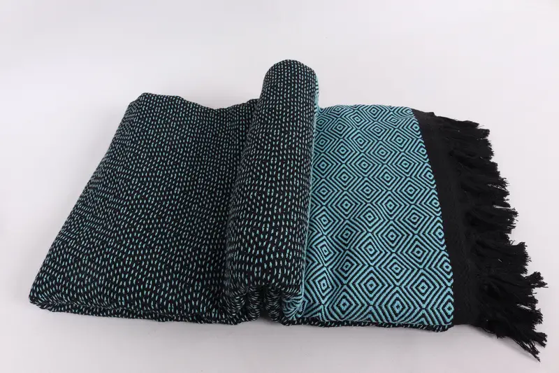 Throw Blanket Couch, Turkish Blanket Queen, Boho Throw Blankets, House Warming Gift, Turkish Tablecloth, Woven Blanket, 96x80 Cotton Diamond Towel - 6