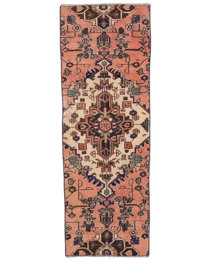 Pembe ve Mavi İran Halısı, 2,1x5,8 ft Zarif Dekor