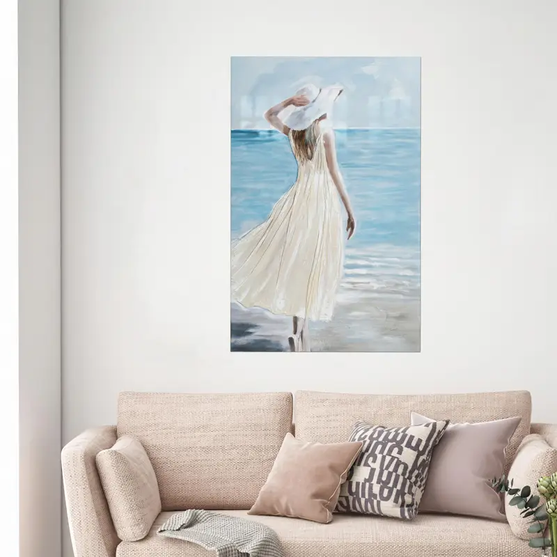 エレガントなプリント ガラス: 女性、青、白、抽象的なデザイン