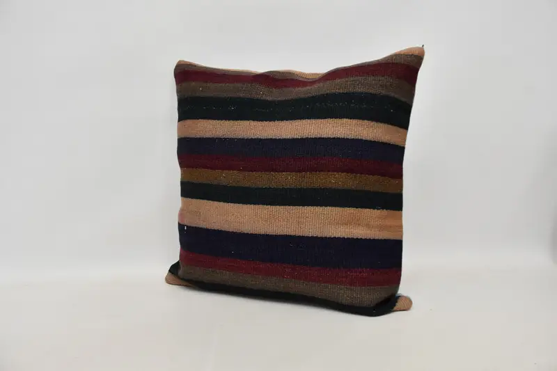 Pillow Cover, Meditation Cushion, Home Decor Pillow, 24x24 Blue Pillow, Vintage Kilim Throw Pillow, Pillow for Couch, Crochet Pattern Pillow - 6
