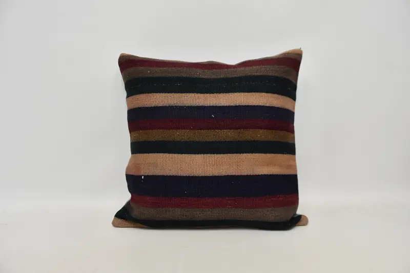 Pillow Cover, Meditation Cushion, Home Decor Pillow, 24x24 Blue Pillow, Vintage Kilim Throw Pillow, Pillow for Couch, Crochet Pattern Pillow - 1