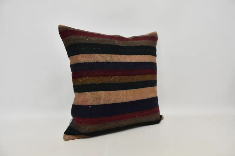Pillow Cover, Meditation Cushion, Home Decor Pillow, 24x24 Blue Pillow, Vintage Kilim Throw Pillow, Pillow for Couch, Crochet Pattern Pillow - 5