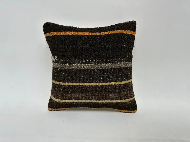 Cotton Pillow Sham, Antique Pillows, Pillow, Vintage Pillow, Vintage Pillow Sham, Shabby Chic Cushion Cover, 14x14 Brown Pillow Cover, Gift Pillow - 1