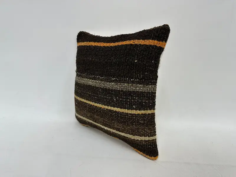 Cotton Pillow Sham, Antique Pillows, Pillow, Vintage Pillow, Vintage Pillow Sham, Shabby Chic Cushion Cover, 14x14 Brown Pillow Cover, Gift Pillow - 4