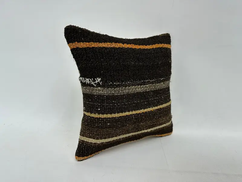 Cotton Pillow Sham, Antique Pillows, Pillow, Vintage Pillow, Vintage Pillow Sham, Shabby Chic Cushion Cover, 14x14 Brown Pillow Cover, Gift Pillow - 3