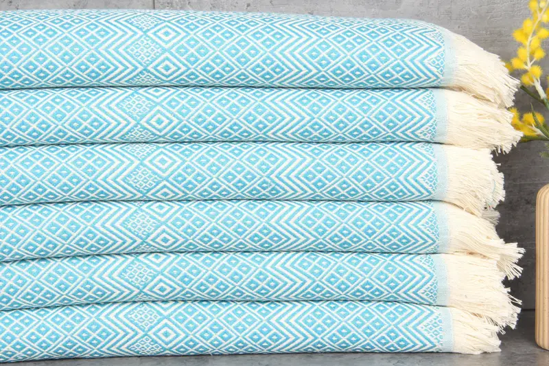 Turkish Towel Beach Blue Diamond, 40x71 Inches