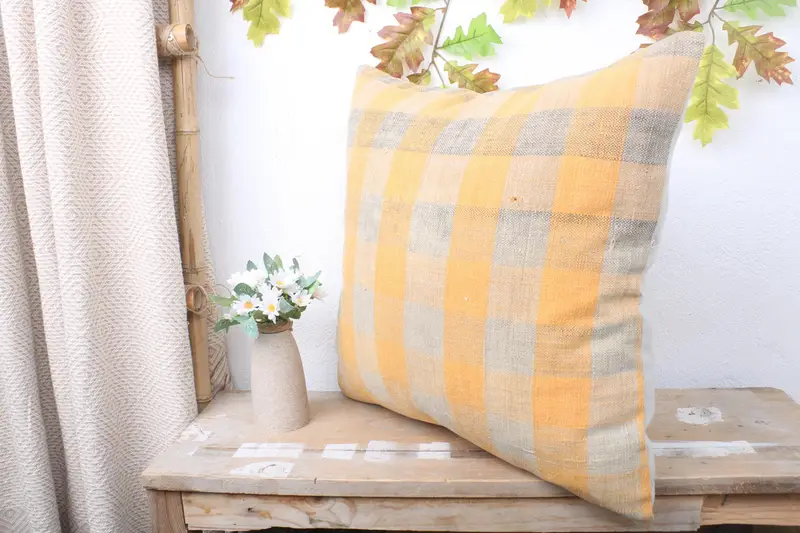 20x20 Yellow Cushion Cover, Pillow Cover, Gift Pillow, Tribal Pillow Case, Vintage Kilim Pillow, Toss Cushion, Kilim Cushion Sham - 4