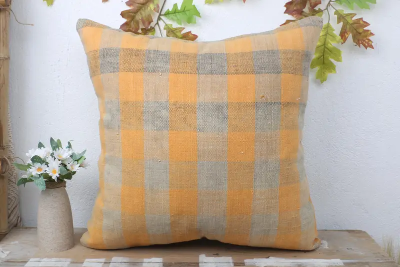 20x20 Yellow Cushion Cover, Pillow Cover, Gift Pillow, Tribal Pillow Case, Vintage Kilim Pillow, Toss Cushion, Kilim Cushion Sham - 2