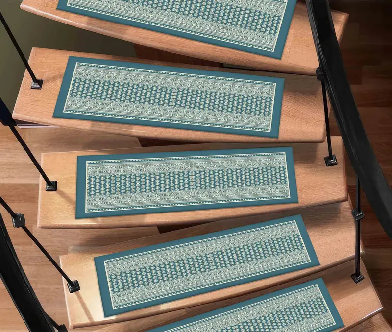 Blue Kilim Printed Rug: Ethnic Aztec Geometric Design