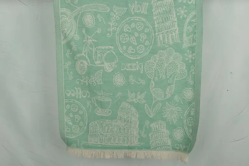 Turkish Tea Towel, Personalized Kitchen Towel, Turkish Towel Hand Towel, Bachelor Gifts, Summer Gift, 28x20 Cotton Italian Symbols Design Towel - 1