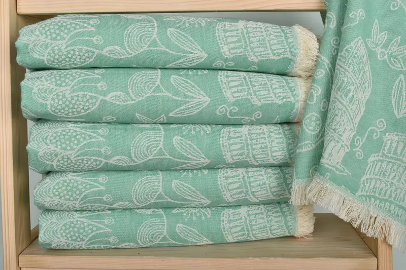 Turkish Tea Towel, Personalized Kitchen Towel, Turkish Towel Hand Towel, Bachelor Gifts, Summer Gift, 28x20 Cotton Italian Symbols Design Towel - 3