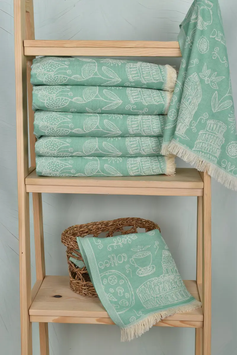 Turkish Tea Towel, Personalized Kitchen Towel, Turkish Towel Hand Towel, Bachelor Gifts, Summer Gift, 28x20 Cotton Italian Symbols Design Towel - 4