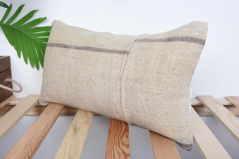 Colorful Cushion, 10x20 Beige Cushion, Cushion Cover, Throw Kilim Pillow, Cotton Pillow Sham, Kilim Cushion Sham, Vintage Kilim Throw Pillow - 5