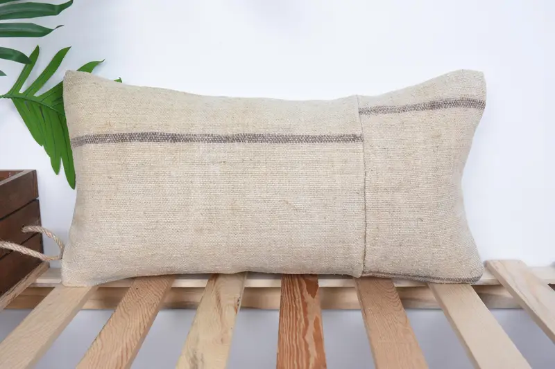 Colorful Cushion, 10x20 Beige Cushion, Cushion Cover, Throw Kilim Pillow, Cotton Pillow Sham, Kilim Cushion Sham, Vintage Kilim Throw Pillow - 1