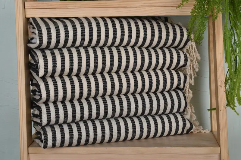 40x18 Cotton Striped Towel, Personalized Hand Towel, Gift For Coworker, Custom Hand Towel, Kitchen Towel, Beach Theme Bachelorette Party, Spa Towel - 1