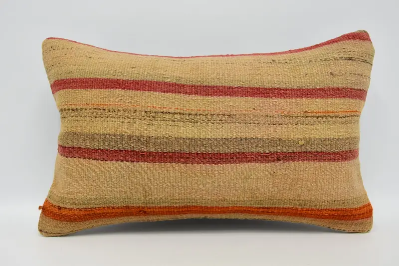 Boho Pillow Sham Cover, 12x20 Beige Pillow, Turkish Kilim Pillow, Boho Pillow, Wool Kilim Pillow Cushion Case, Pillow Case - 1