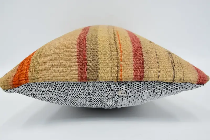 Boho Pillow Sham Cover, 12x20 Beige Pillow, Turkish Kilim Pillow, Boho Pillow, Wool Kilim Pillow Cushion Case, Pillow Case - 5