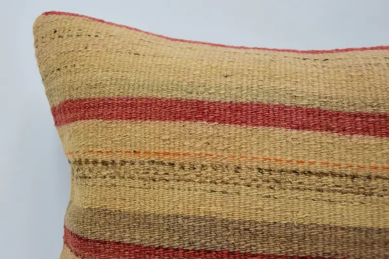 Boho Pillow Sham Cover, 12x20 Beige Pillow, Turkish Kilim Pillow, Boho Pillow, Wool Kilim Pillow Cushion Case, Pillow Case - 2