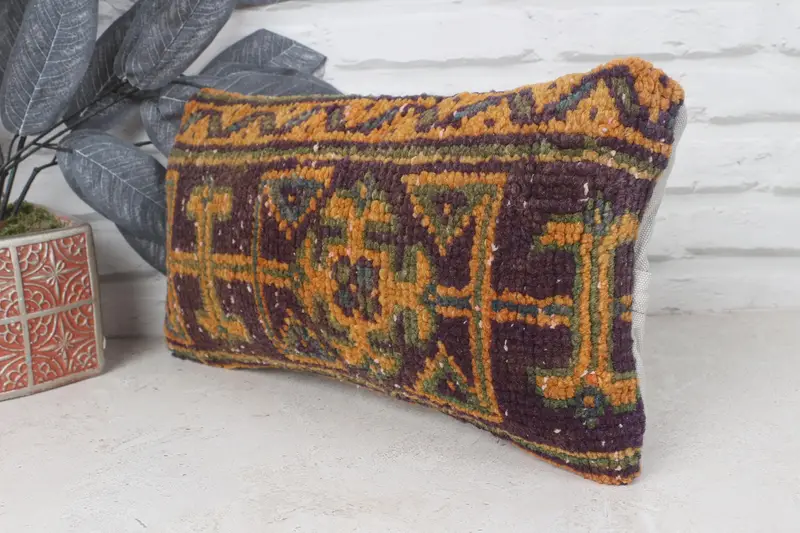 Ethnic Pillow Sham, Kilim Pillow Cover, 8x16 Blue Cushion Case, Handmade Kilim Cushion, Pillow Cover, Pillow for Sofa - 3