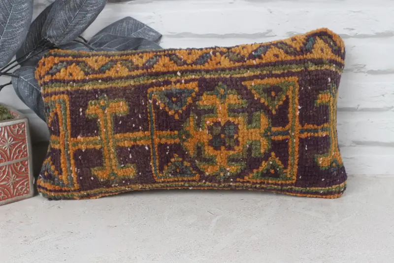 Ethnic Pillow Sham, Kilim Pillow Cover, 8x16 Blue Cushion Case, Handmade Kilim Cushion, Pillow Cover, Pillow for Sofa - 1