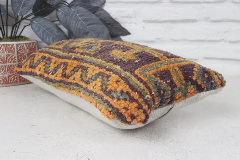 Ethnic Pillow Sham, Kilim Pillow Cover, 8x16 Blue Cushion Case, Handmade Kilim Cushion, Pillow Cover, Pillow for Sofa - 6