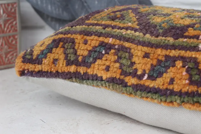 Ethnic Pillow Sham, Kilim Pillow Cover, 8x16 Blue Cushion Case, Handmade Kilim Cushion, Pillow Cover, Pillow for Sofa - 7