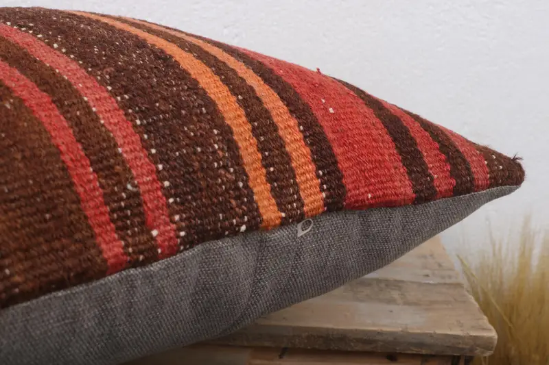 Pillow Case, Tapestry Cushion, Vintage Kilim Pillow, 18x18 Red Cushion, Pillow for Couch, Crochet Pattern Cushion Cover, Boho Pillow - 6